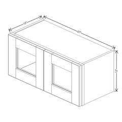J&K Almond S2 Wall Glass Cabinet - 27" W x 12" H (No Glass Insert)