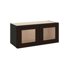 J&K Espresso K8 Wall Glass Cabinet - 27" W x 12" H (No Glass Insert)