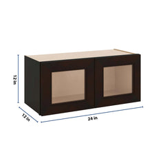J&K Espresso K8 Wall Glass Cabinet - 27" W x 12" H (No Glass Insert)