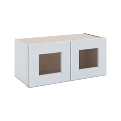 J&K White Shaker S8 Wall Glass Cabinet - 27" W x 12" H (No Glass Insert)