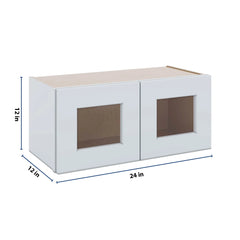 J&K White Shaker S8 Wall Glass Cabinet - 27" W x 12" H (No Glass Insert)