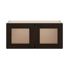 J&K Espresso K8 Wall Glass Cabinet - 27" W x 12" H (No Glass Insert)