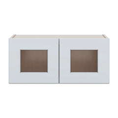 J&K White Shaker S8 Wall Glass Cabinet - 27" W x 12" H (No Glass Insert)