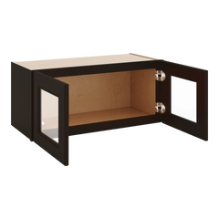 J&K Espresso K8 Wall Glass Cabinet - 27" W x 12" H (No Glass Insert)