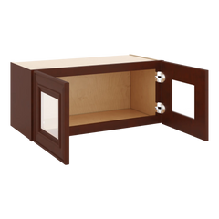 J&K Mahogany J5 Wall Glass Cabinet - 27" W x 12" H (No Glass Insert)