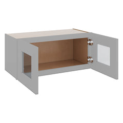 J&K Castle Grey S5 Wall Glass Cabinet - 27" W x 12" H (No Glass Insert)