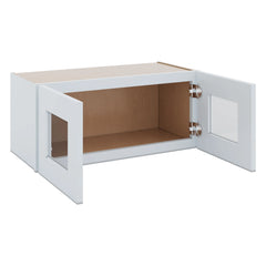 J&K White Shaker S8 Wall Glass Cabinet - 27" W x 12" H (No Glass Insert)