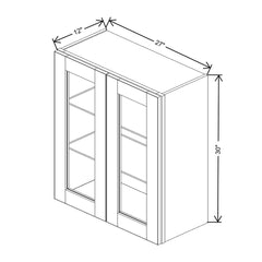 J&K Almond S2 Wall Glass Cabinet - 27" W x 30" H (No Glass Insert)