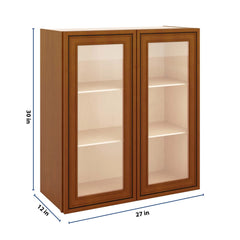 J&K Mocha Glazed K10 Wall Glass Cabinet - 27" W x 30" H (No Glass Insert)