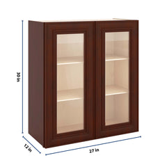 J&K Mahogany J5 Wall Glass Cabinet - 27" W x 30" H (No Glass Insert)