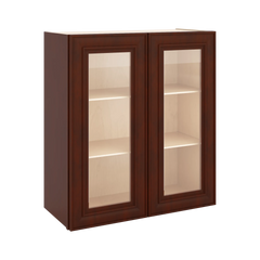 J&K Mahogany J5 Wall Glass Cabinet - 27" W x 30" H (No Glass Insert)