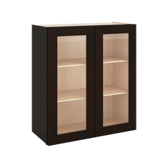 J&K Espresso K8 Wall Glass Cabinet - 27" W x 30" H (No Glass Insert)
