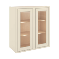 J&K Pearl Glazed H9 Wall Glass Cabinet - 27" W x 30" H (No Glass Insert)
