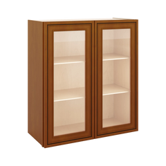J&K Mocha Glazed K10 Wall Glass Cabinet - 27" W x 30" H (No Glass Insert)
