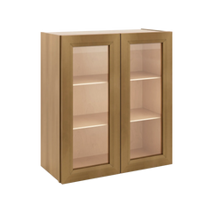J&K Butterscotch B8 Wall Glass Cabinet - 27" W x 30" H (No Glass Insert)