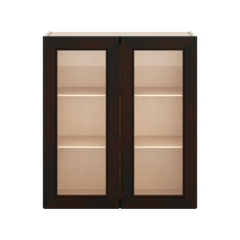 J&K Espresso K8 Wall Glass Cabinet - 27" W x 30" H (No Glass Insert)