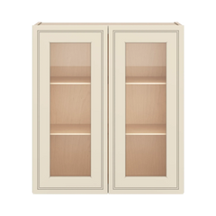 J&K Pearl Glazed H9 Wall Glass Cabinet - 27" W x 30" H (No Glass Insert)