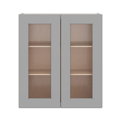 J&K Castle Grey S5 Wall Glass Cabinet - 27" W x 30" H (No Glass Insert)