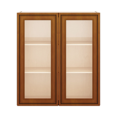 J&K Mocha Glazed K10 Wall Glass Cabinet - 27" W x 30" H (No Glass Insert)