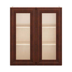 J&K Mahogany J5 Wall Glass Cabinet - 27" W x 30" H (No Glass Insert)