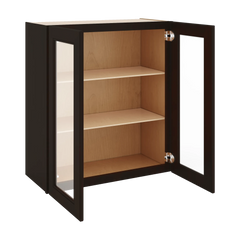 J&K Espresso K8 Wall Glass Cabinet - 27" W x 30" H (No Glass Insert)
