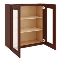 J&K Mahogany J5 Wall Glass Cabinet - 27" W x 30" H (No Glass Insert)