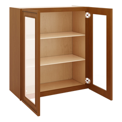 J&K Mocha Glazed K10 Wall Glass Cabinet - 27" W x 30" H (No Glass Insert)