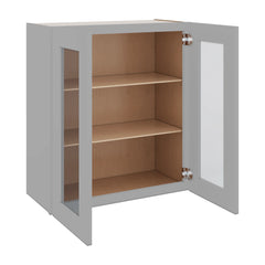 J&K Castle Grey S5 Wall Glass Cabinet - 27" W x 30" H (No Glass Insert)