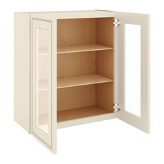 J&K Pearl Glazed H9 Wall Glass Cabinet - 27" W x 30" H (No Glass Insert)