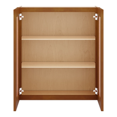J&K Mocha Glazed K10 Wall Glass Cabinet - 27" W x 30" H (No Glass Insert)