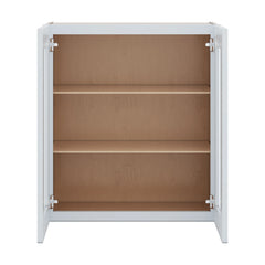 J&K White Shaker S8 Wall Glass Cabinet - 27" W x 30" H (No Glass Insert)