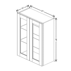 J&K Almond S2 Wall Glass Cabinet - 27" W x 36" H (No Glass Insert)