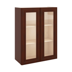 J&K Mahogany J5 Wall Glass Cabinet - 27" W x 36" H (No Glass Insert)