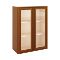 J&K Mocha Glazed K10 Wall Glass Cabinet - 27" W x 36" H (No Glass Insert)
