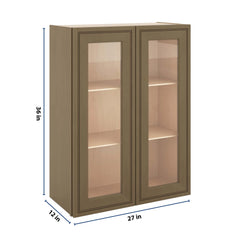 J&K Hazel H8 Wall Glass Cabinet - 27" W x 36" H (No Glass Insert)