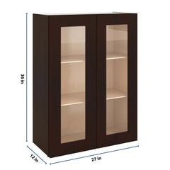 J&K Java Coffee S1 Wall Glass Cabinet - 27" W x 36" H (No Glass Insert)