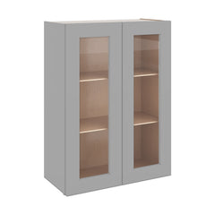 J&K Castle Grey S5 Wall Glass Cabinet - 27" W x 36" H (No Glass Insert)