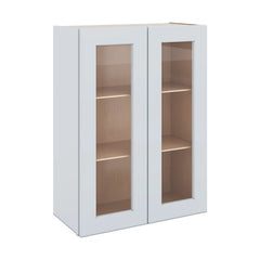 J&K White Shaker S8 Wall Glass Cabinet - 27" W x 36" H (No Glass Insert)