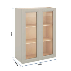 J&K Pebble B6 Wall Glass Cabinet - 27" W x 36" H (No Glass Insert)