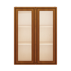 J&K Mocha Glazed K10 Wall Glass Cabinet - 27" W x 36" H (No Glass Insert)