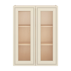 J&K Pearl Glazed H9 Wall Glass Cabinet - 27" W x 36" H (No Glass Insert)