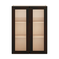 J&K Espresso K8 Wall Glass Cabinet - 27" W x 36" H (No Glass Insert)