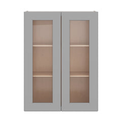 J&K Castle Grey S5 Wall Glass Cabinet - 27" W x 36" H (No Glass Insert)
