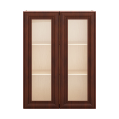 J&K Mahogany J5 Wall Glass Cabinet - 27" W x 36" H (No Glass Insert)