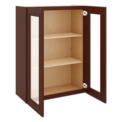 J&K Mahogany J5 Wall Glass Cabinet - 27" W x 36" H (No Glass Insert)