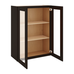 J&K Espresso K8 Wall Glass Cabinet - 27" W x 36" H (No Glass Insert)