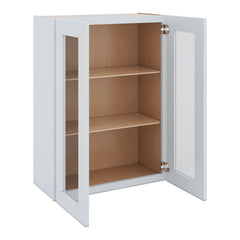 J&K White Shaker S8 Wall Glass Cabinet - 27" W x 36" H (No Glass Insert)