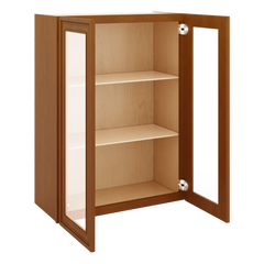 J&K Mocha Glazed K10 Wall Glass Cabinet - 27" W x 36" H (No Glass Insert)