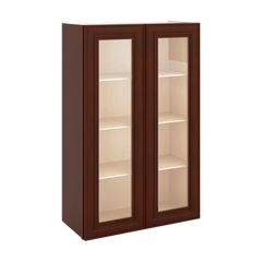 J&K Mahogany J5 Wall Glass Cabinet - 27" W x 42" H (No Glass Insert)