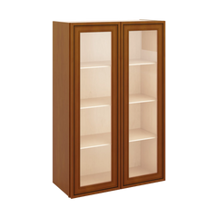 J&K Mocha Glazed K10 Wall Glass Cabinet - 27" W x 42" H (No Glass Insert)